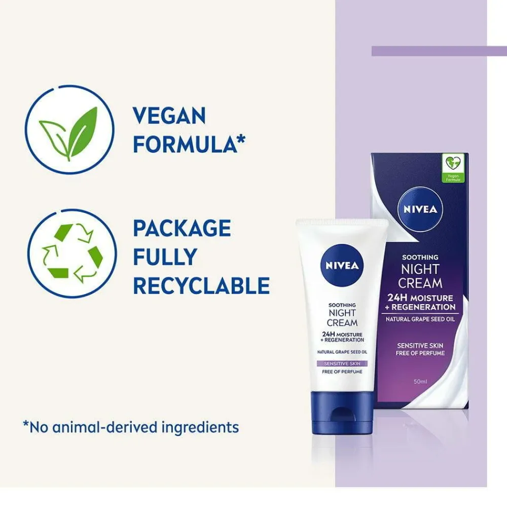 Nivea Sensitive Night Cream Tube 50 Ml No Color Discount