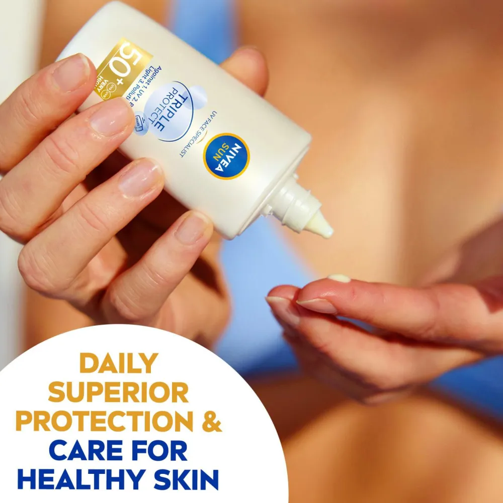 Nivea Solbeskyttelse>Solcreme til ansigtet UV Face Triple Protect Fluid SPF50+ 40 ml SUN No color