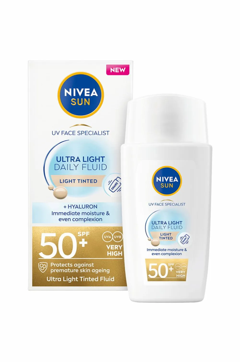 Nivea Kropspleje|Kropspleje>UV Face Daily Fluid Light Tinted Spf 50+ 40Ml No Color