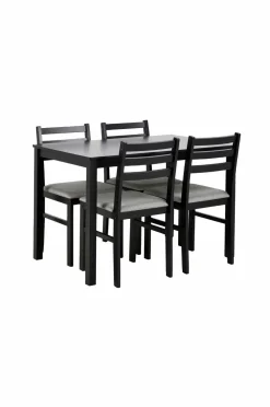 NORDFORM Alicante rektangulært spisebordssæt med bord og 4 stole, 110x70x74,5 cm mat sort 41174 Online