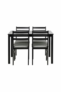 NORDFORM Alicante rektangulært spisebordssæt med bord og 4 stole, 110x70x74,5 cm mat sort 41174 Online