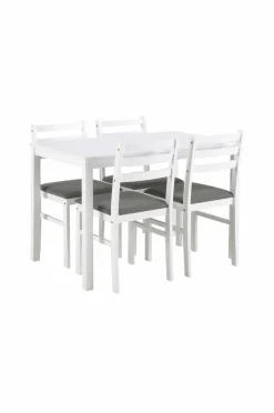 NORDFORM Alicante rektangulært spisebordssæt med bord og 4 stole, 110x70x74,5 cm hvid 40991-20 Sale