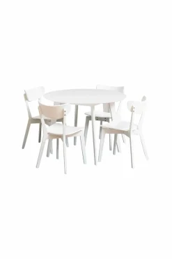 NORDFORM Roxby rundt spisebordssæt med bord og 4 stole, Ø105x76 cm hvid 40991-20 Discount