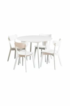 NORDFORM Roxby rundt spisebordssæt med bord og 4 stole, Ø105x76 cm hvid 40991-20 Discount