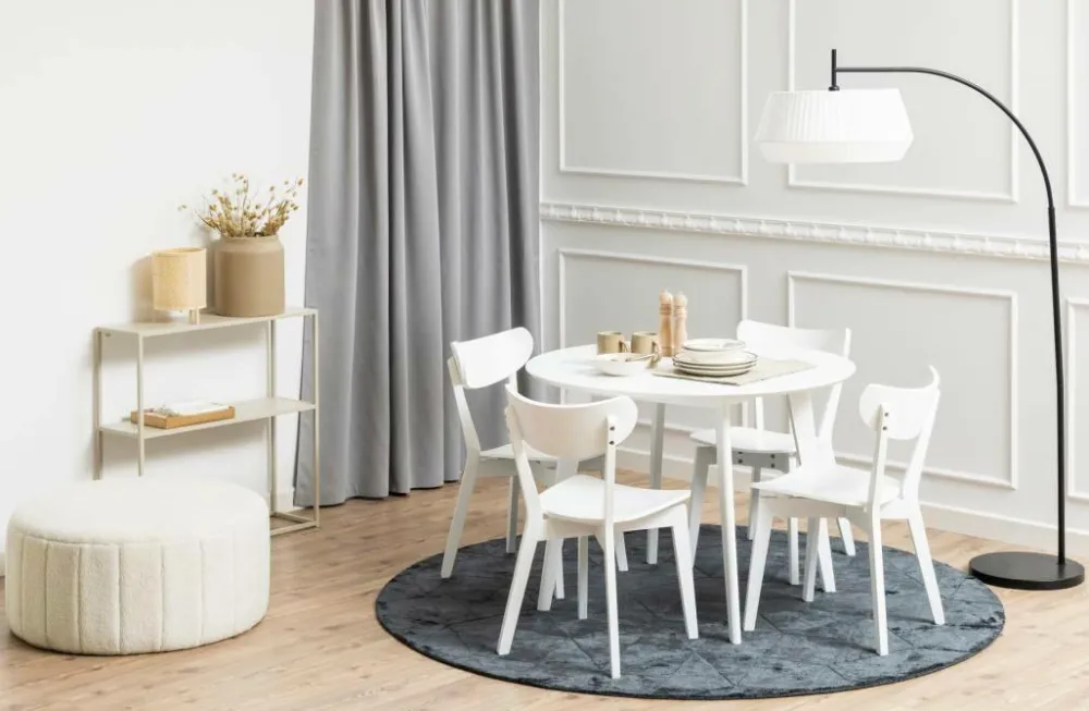 NORDFORM Roxby rundt spisebordssæt med bord og 4 stole, Ø105x76 cm hvid 40991-20 Discount