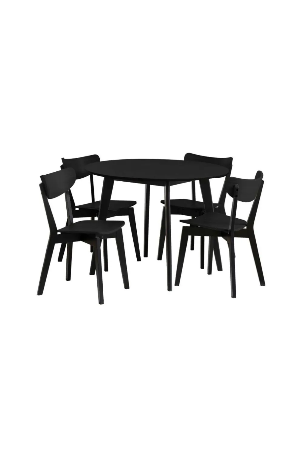NORDFORM Roxby spisebordssæt med bord og 4 stole, 105x105x76 cm mat sort 40888