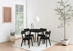 NORDFORM Roxby spisebordssæt med bord og 4 stole, 105x105x76 cm mat sort 40888