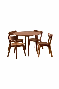 NORDFORM Roxby spisebordssæt med bord og 4 stole, 105x105x76 cm mat valnød 41088 Discount