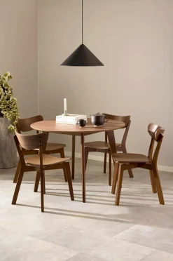 NORDFORM Roxby spisebordssæt med bord og 4 stole, 105x105x76 cm mat valnød 41088 Discount