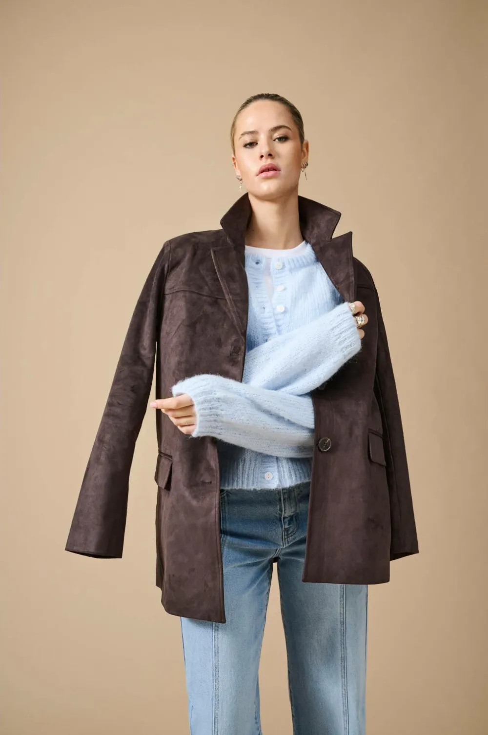 Only Habitjakke onlTulip Faux Suede Chocolate torte