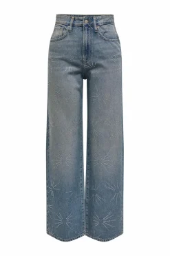 Only Jeans onlHope EX HW Wide Rhinst Dnm Tai D Medium blue denim Online