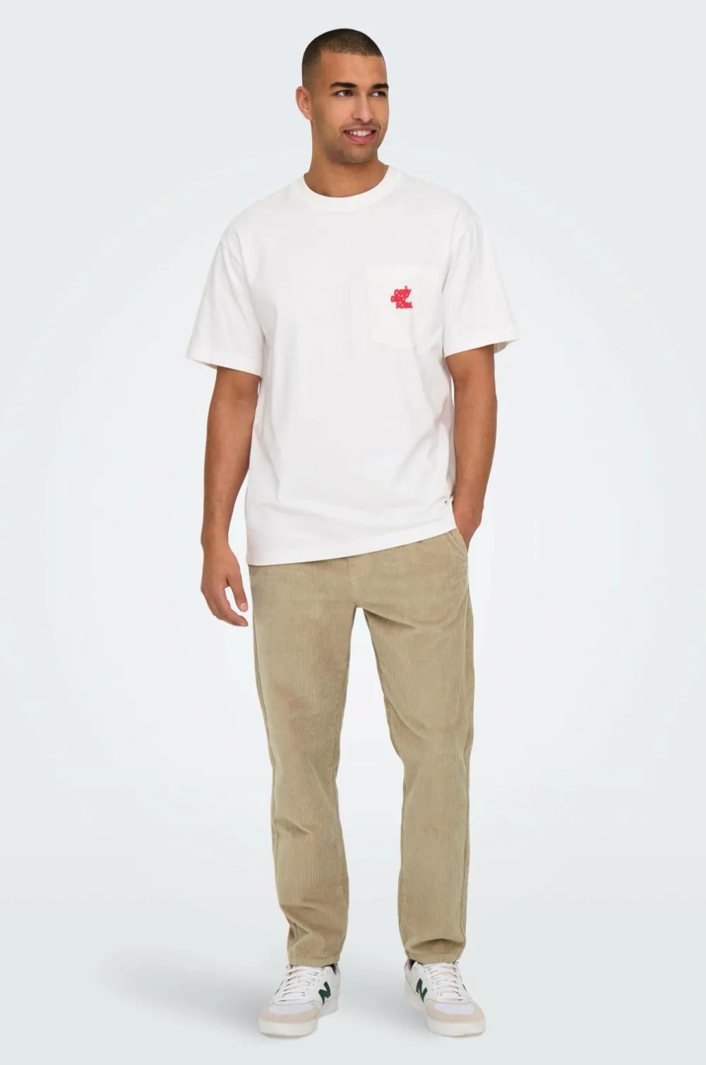 ONLY & SONS Bukser>Fløjlsbukser onsLinus Tap Corduroy 0185 Pant Chinchilla