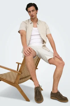 ONLY & SONS Shorts Onskian Life Reg Seersucker Shorts Cloud dancer Clearance