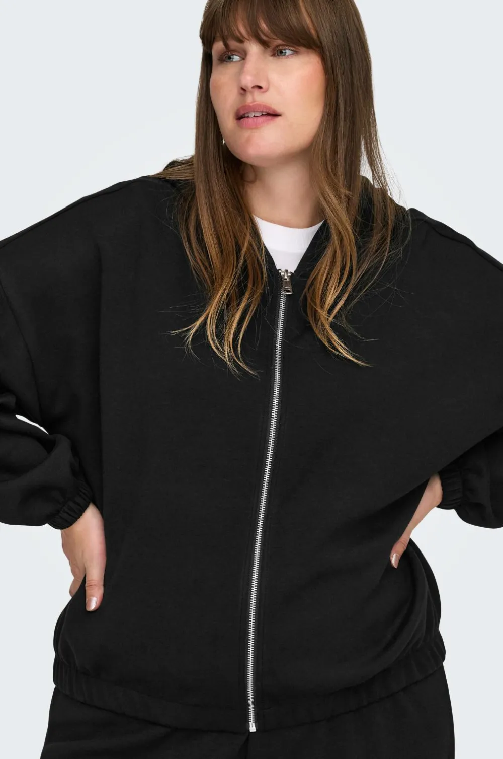 Only Carmakoma Hættetrøje carScarlett LS Elastic Zip Black Best