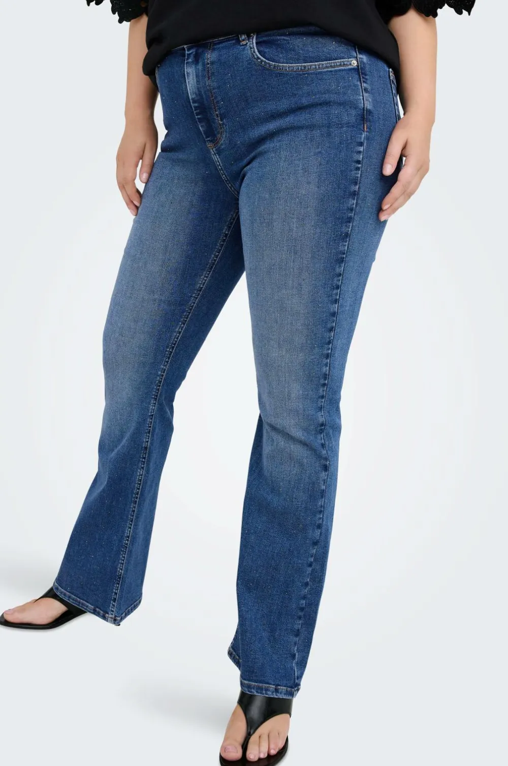 Only Carmakoma Jeans>Jeans carWilly HW Flared Rhinestone Medium blue denim