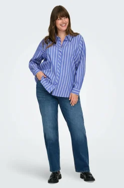Only Carmakoma Skjorte carLiah LS Shirt Wvn Cloud dancer Best