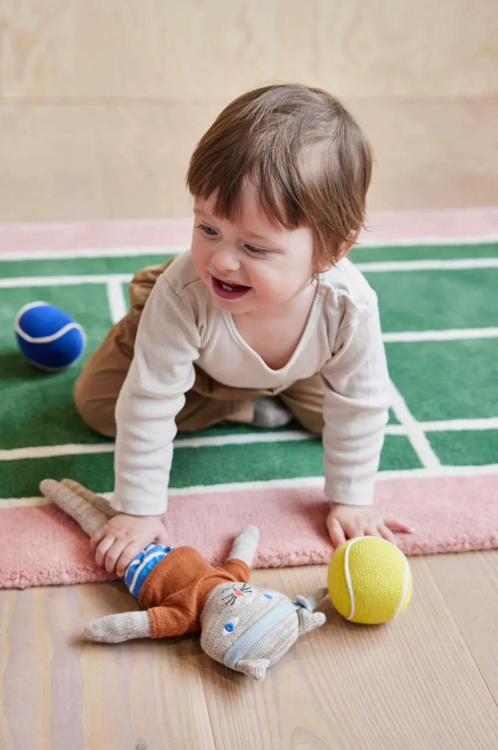OYOY Living Design Babylegetøj|Musikinstrumenter>Rasle Tennisball Abrikos / Blå