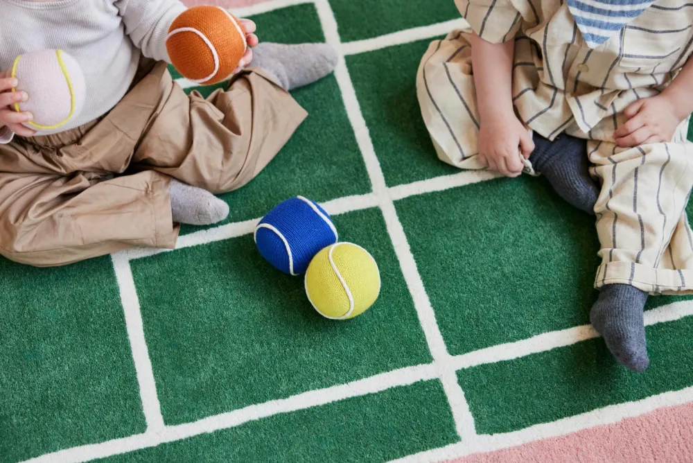 OYOY Living Design Børnegulvtæpper>Tæppe Tennis Grøn,Rose