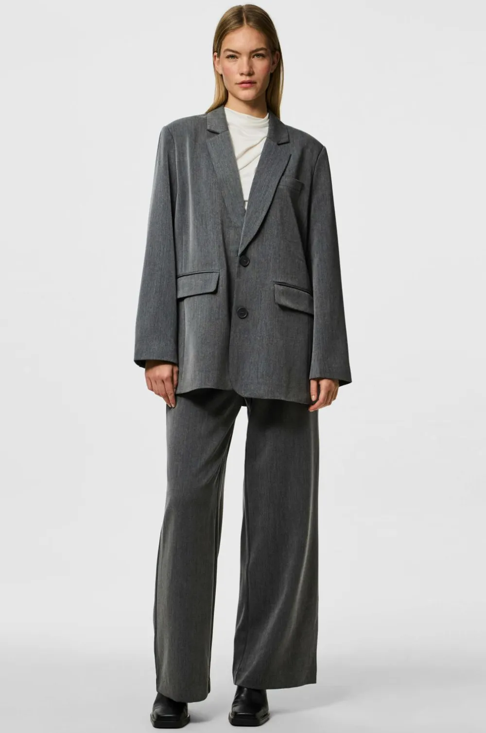 pieces Habitjakke pcKamil LS Loose Blazer Noos BC Dark grey melange Hot