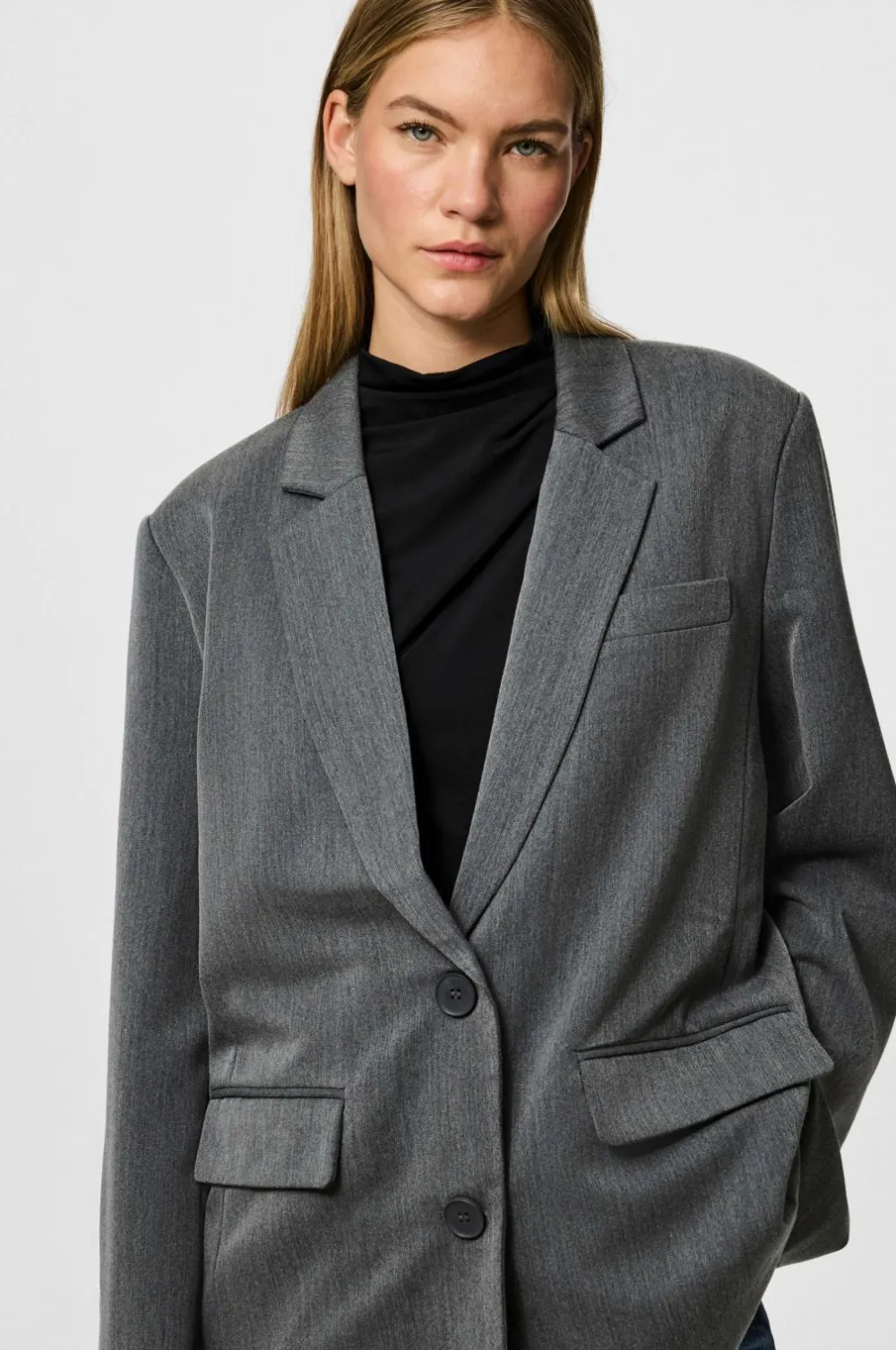 pieces Habitjakke pcKamil LS Loose Blazer Noos BC Dark grey melange Hot
