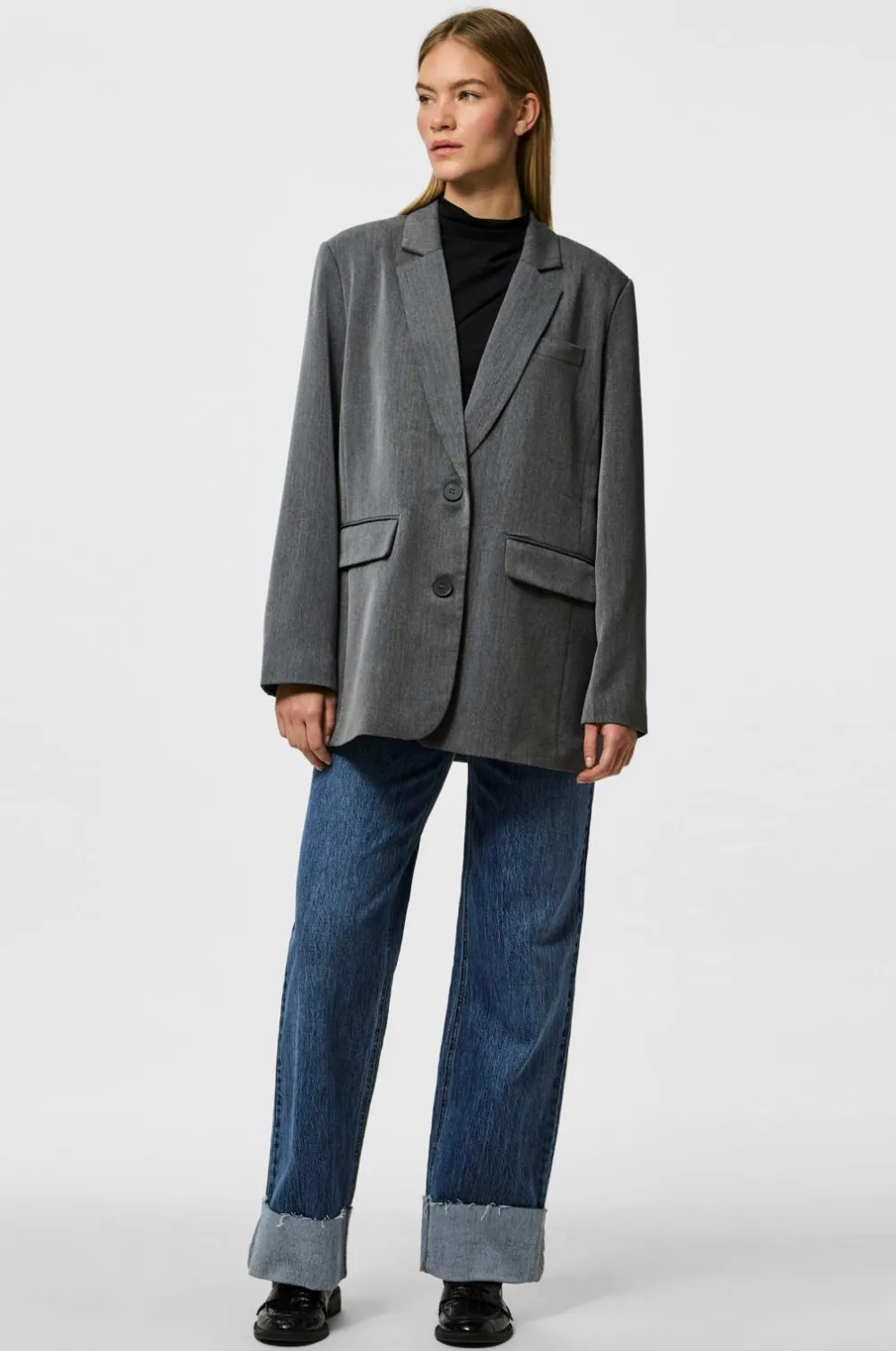 pieces Habitjakke pcKamil LS Loose Blazer Noos BC Dark grey melange Hot