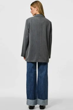 pieces Habitjakke pcKamil LS Loose Blazer Noos BC Dark grey melange Hot