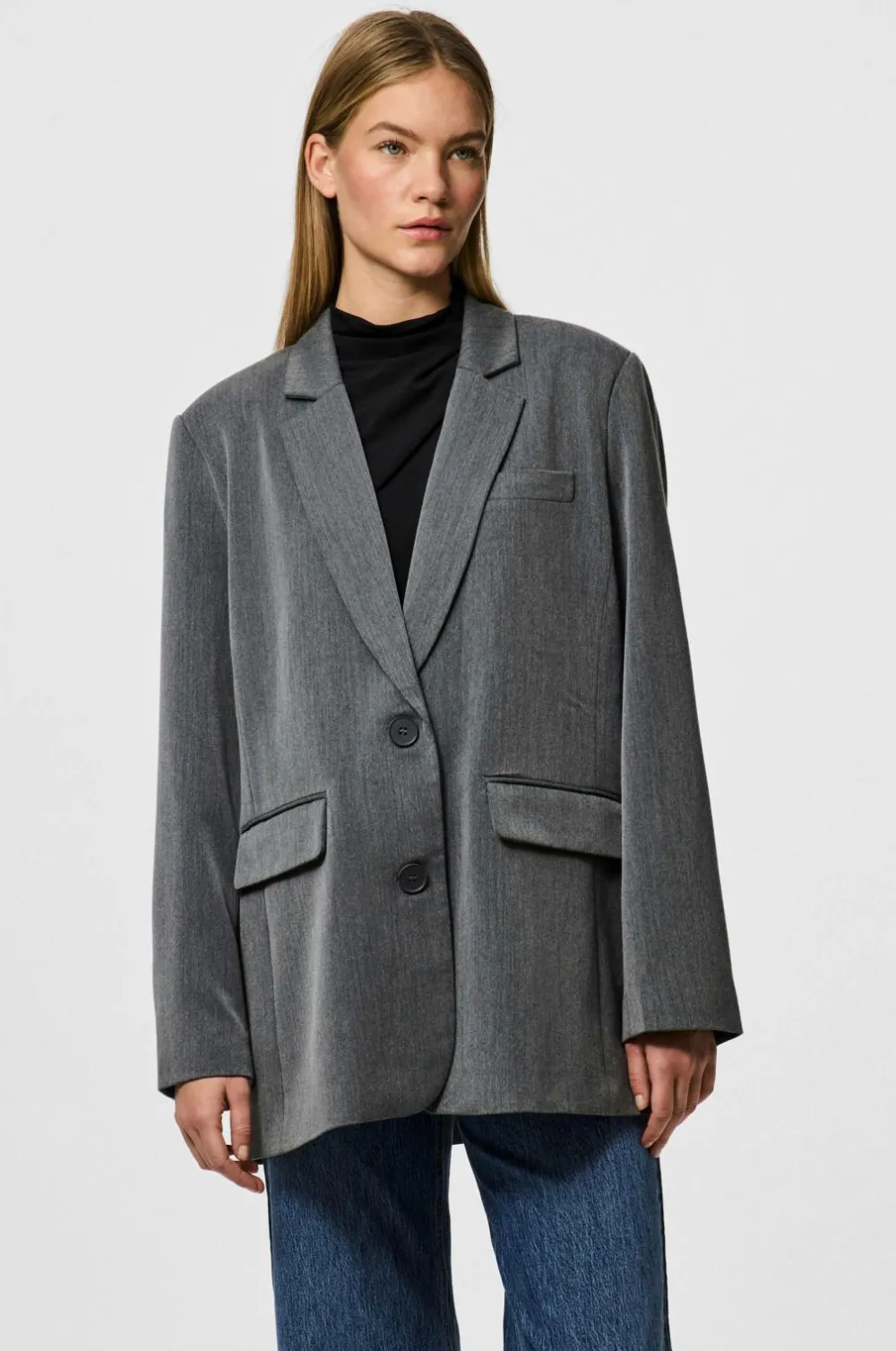 pieces Habitjakke pcKamil LS Loose Blazer Noos BC Dark grey melange Hot