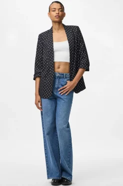 pieces Habitjakke pcBosella 3/4 Printed Blazer Black Sale