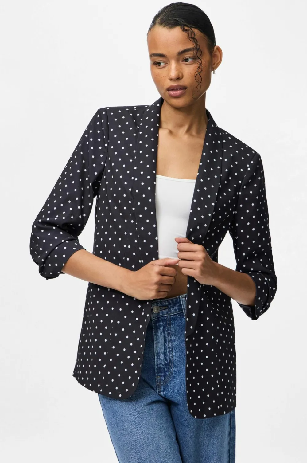 pieces Habitjakke pcBosella 3/4 Printed Blazer Black Sale