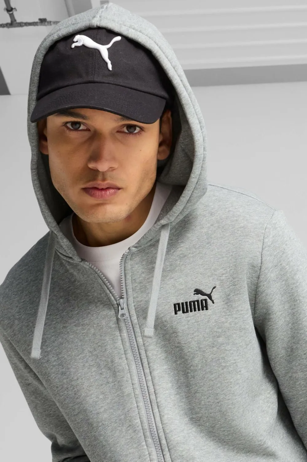 Puma Hættetrøje Ess No. 1 Logo Full-zip Hoodie FL Medium gray heather