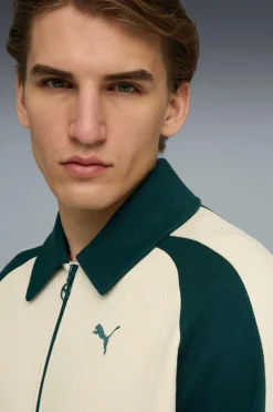 Puma Træningsjakke T7 Relaxed Wing Collar Jacquard Track Jacket DK Alpine Snow-Green Terrain Hot