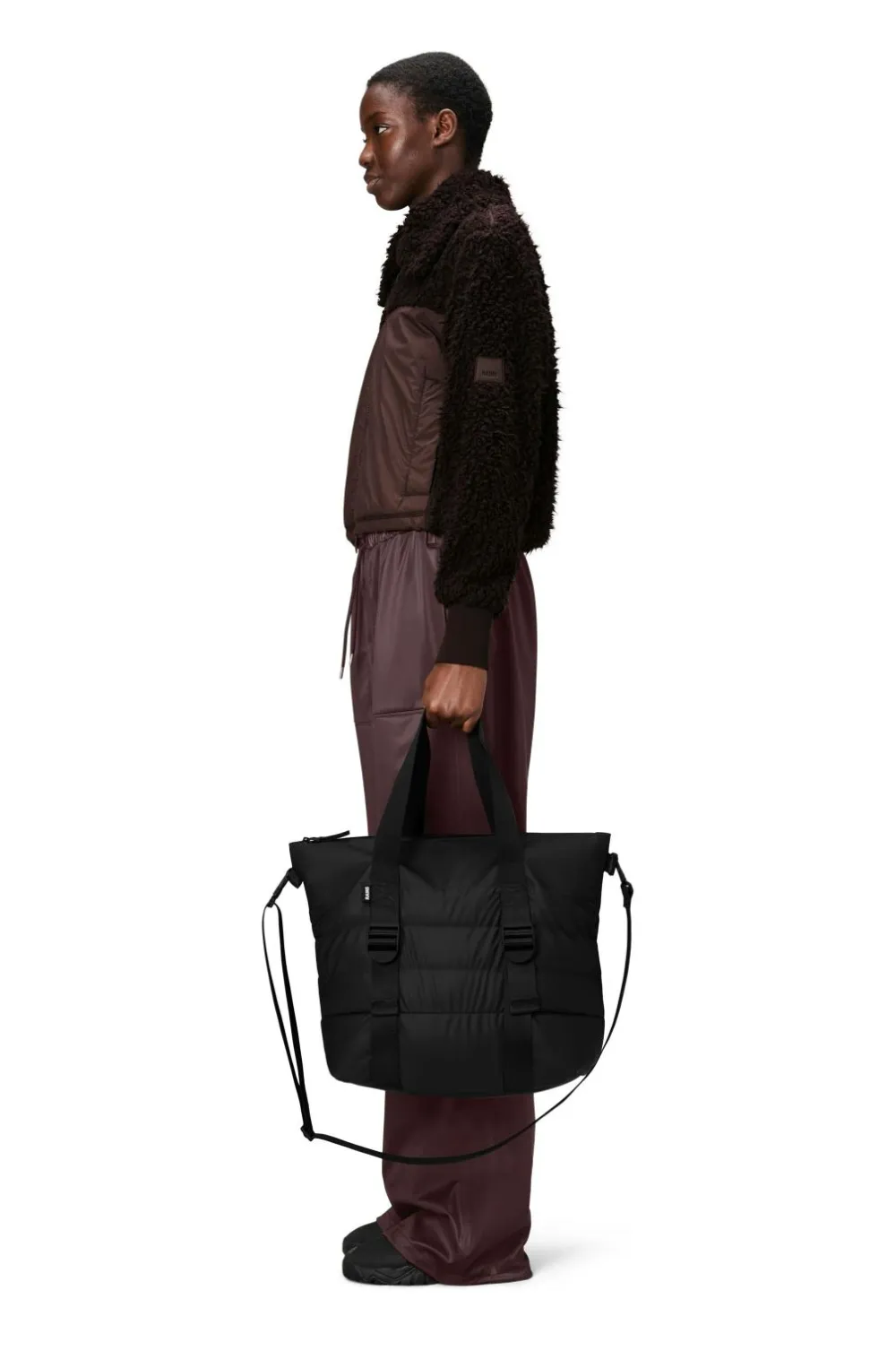 Rains Tote bag Puffer Mix Tote Bag Mini W3 Black Hot