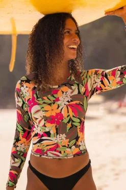 Roxy Trøje med solbeskyttelse / svømmetop PT LS Lycra Anthracite palm song s Online