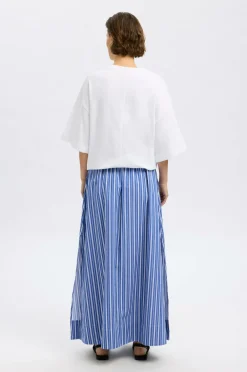 Selected FEMME Maxi nederdel Slffia HW Striped Ankle Slit Skirt Dazzling blue Clearance