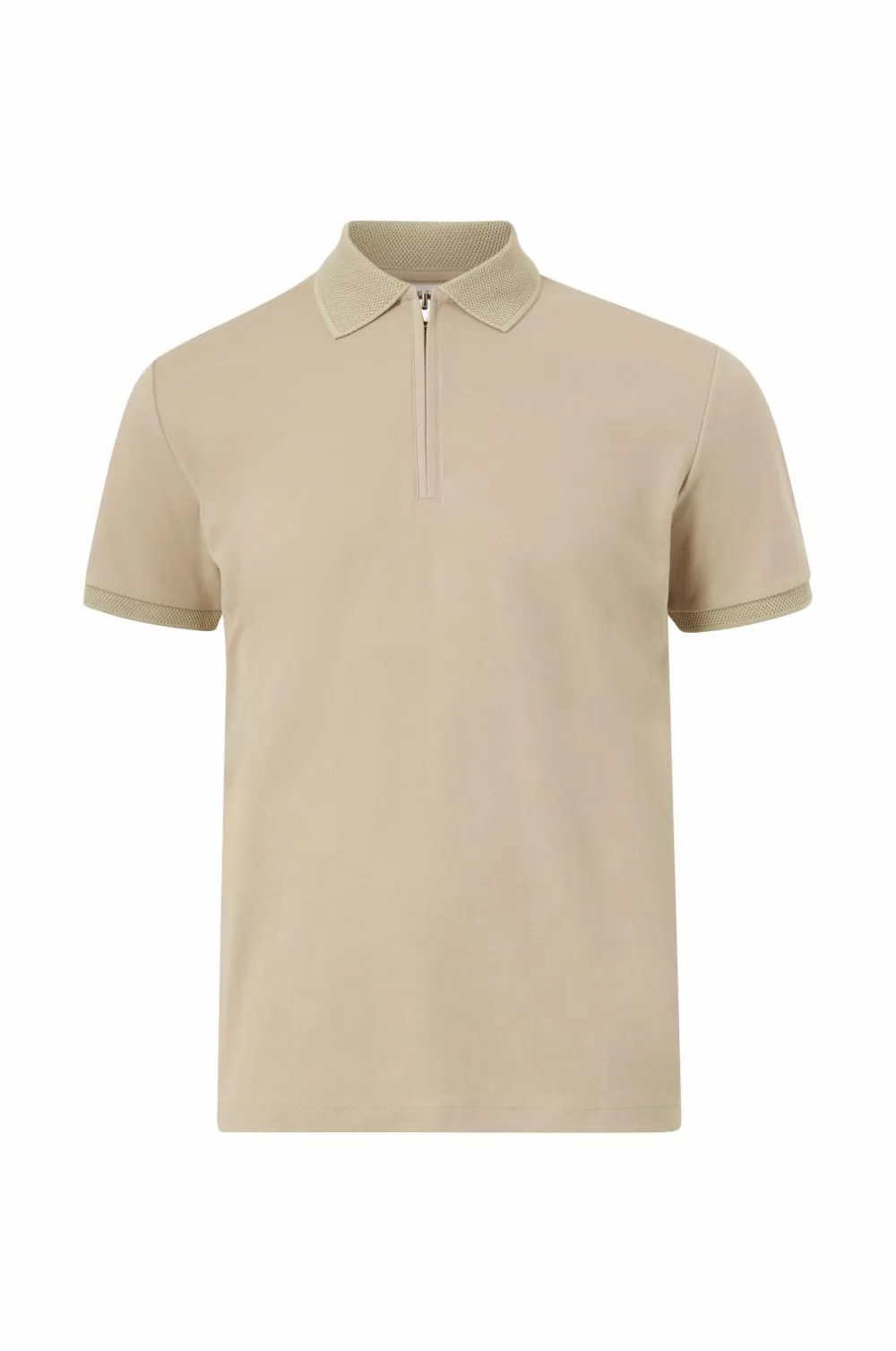 Selected HOMME Poloshirt slhFave Zip SS Polo Oatmeal Best