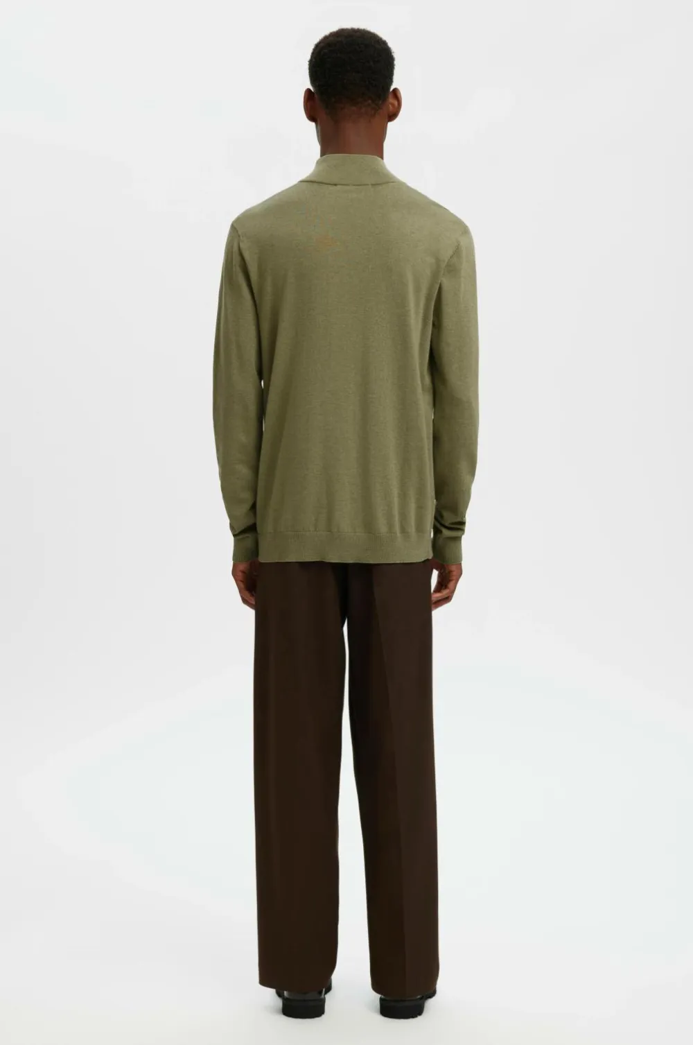 Selected HOMME Trøjer>Rullekravetrøje slhBerg Half Zip Cardigan Deep lichen green