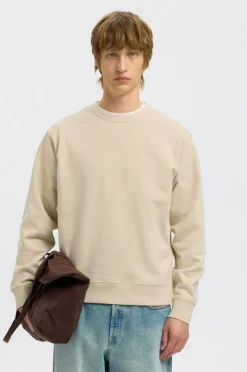 Selected HOMME Sweatshirt slhRelaxluke LS Sweat Crew Neck Oatmeal Sale