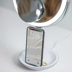 Sharper Image Bathroom Wireless Charger with Mirror Round LED 8 inch No color Clearance