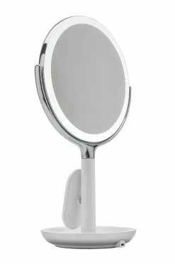 Sharper Image Bathroom Wireless Charger with Mirror Round LED 8 inch No color Clearance