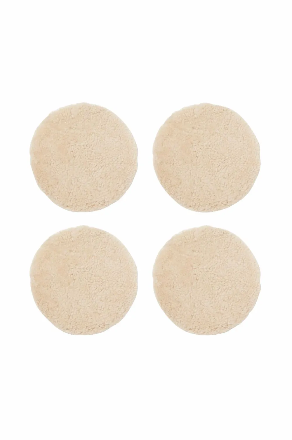 Skinnwille Fåreskindspude rund krøllet 4-pak Beige måneskin Clearance