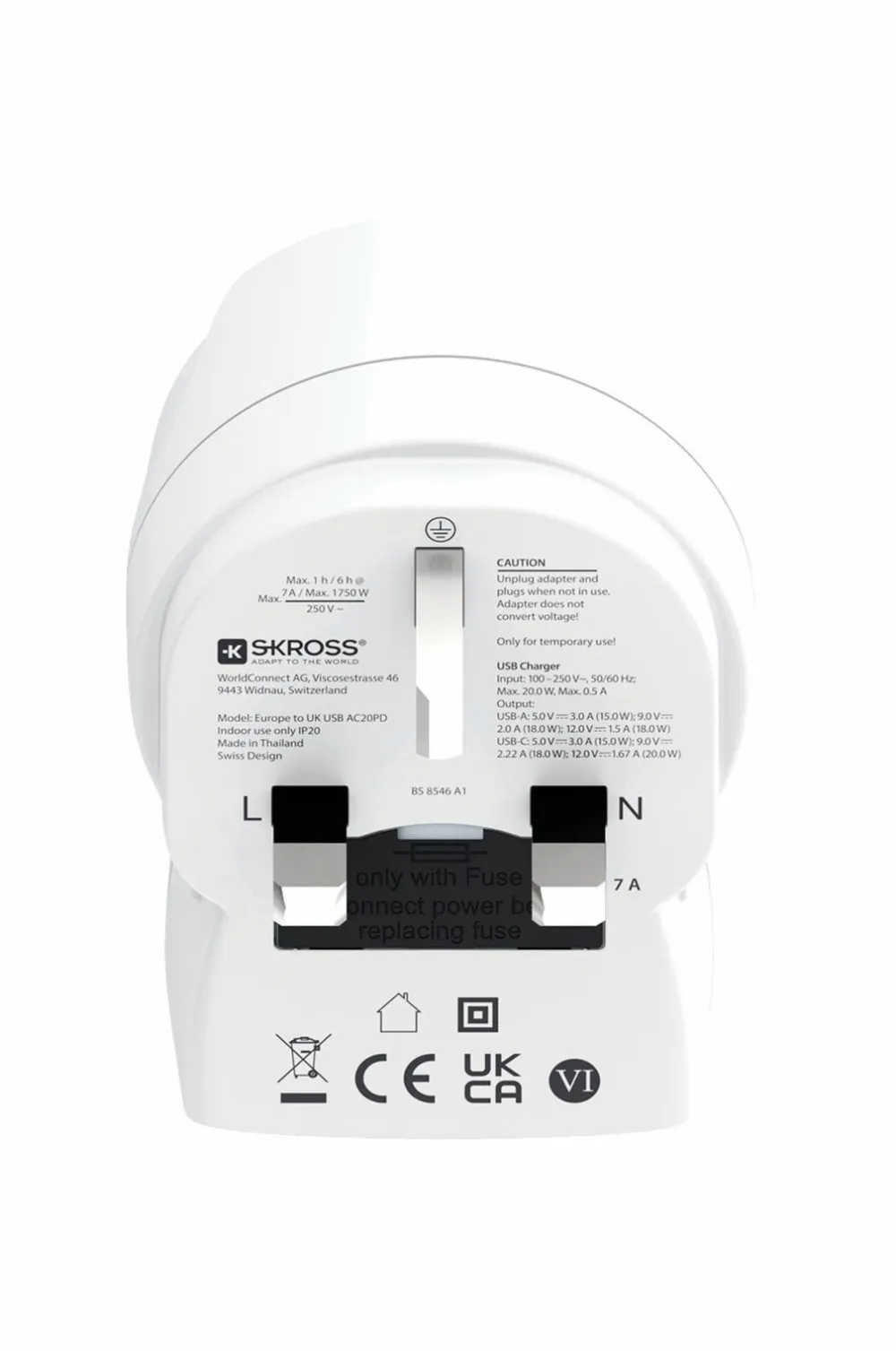SKROSS Rejseadapter USB-A/USB-C 20W No color New