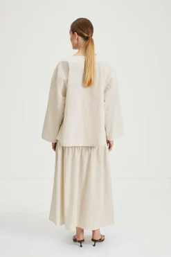 Stylein Maxi nederdel Mirella Skirt Beige stripe Outlet