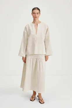 Stylein Maxi nederdel Mirella Skirt Beige stripe Outlet