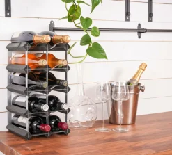 The Swedish Wine Rack Factory Vinreol 12 flasker samlet Sort Outlet