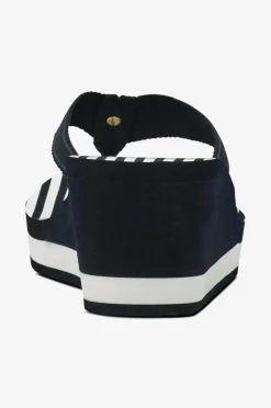 Tommy Hilfiger Sandal med hæl TH Stripes Wedge Beach Sandal Space blue Outlet