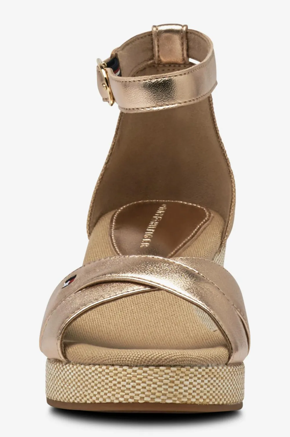 Tommy Hilfiger Højhælede Sko>Sandaler med hæl Flag Metallic Mid Wedge Espad Gold