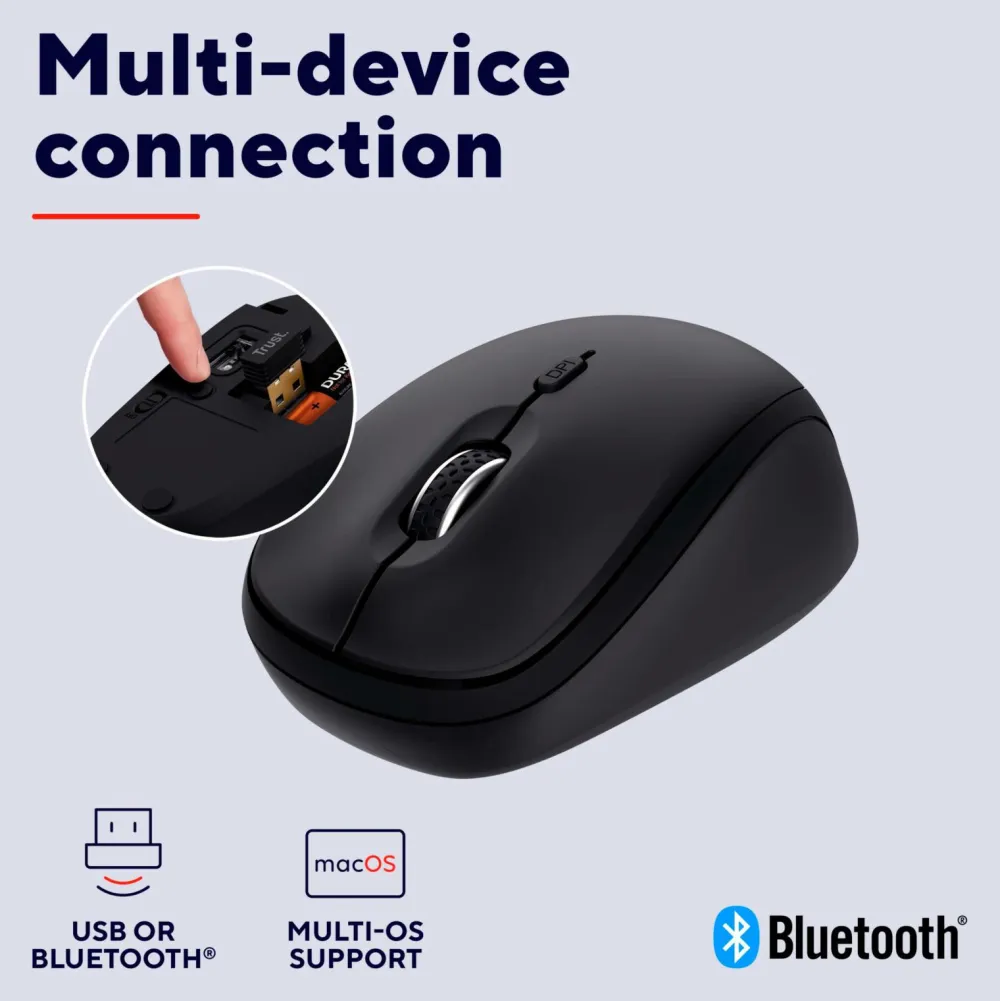 Trust Computertilbehør>Trådløs mus Yvi+ Bluetooth / 2,4 Ghz No color