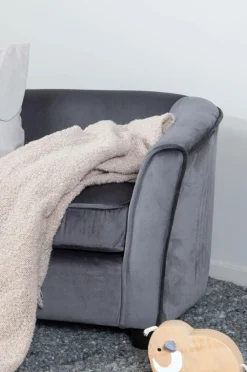Venture Home Måna Kids Sofa - Black / Dark Grey Velvet Grå sammet