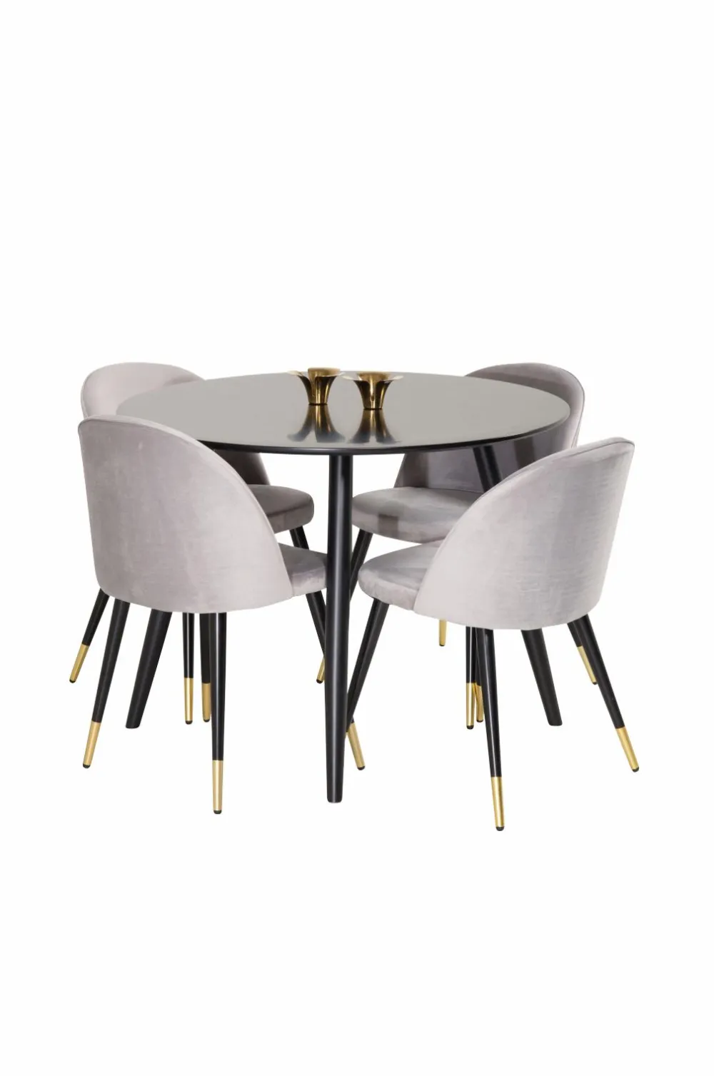 Venture Home Spisegrupper>Spisebordssæt Plaza med 4 stole Velvet Sort