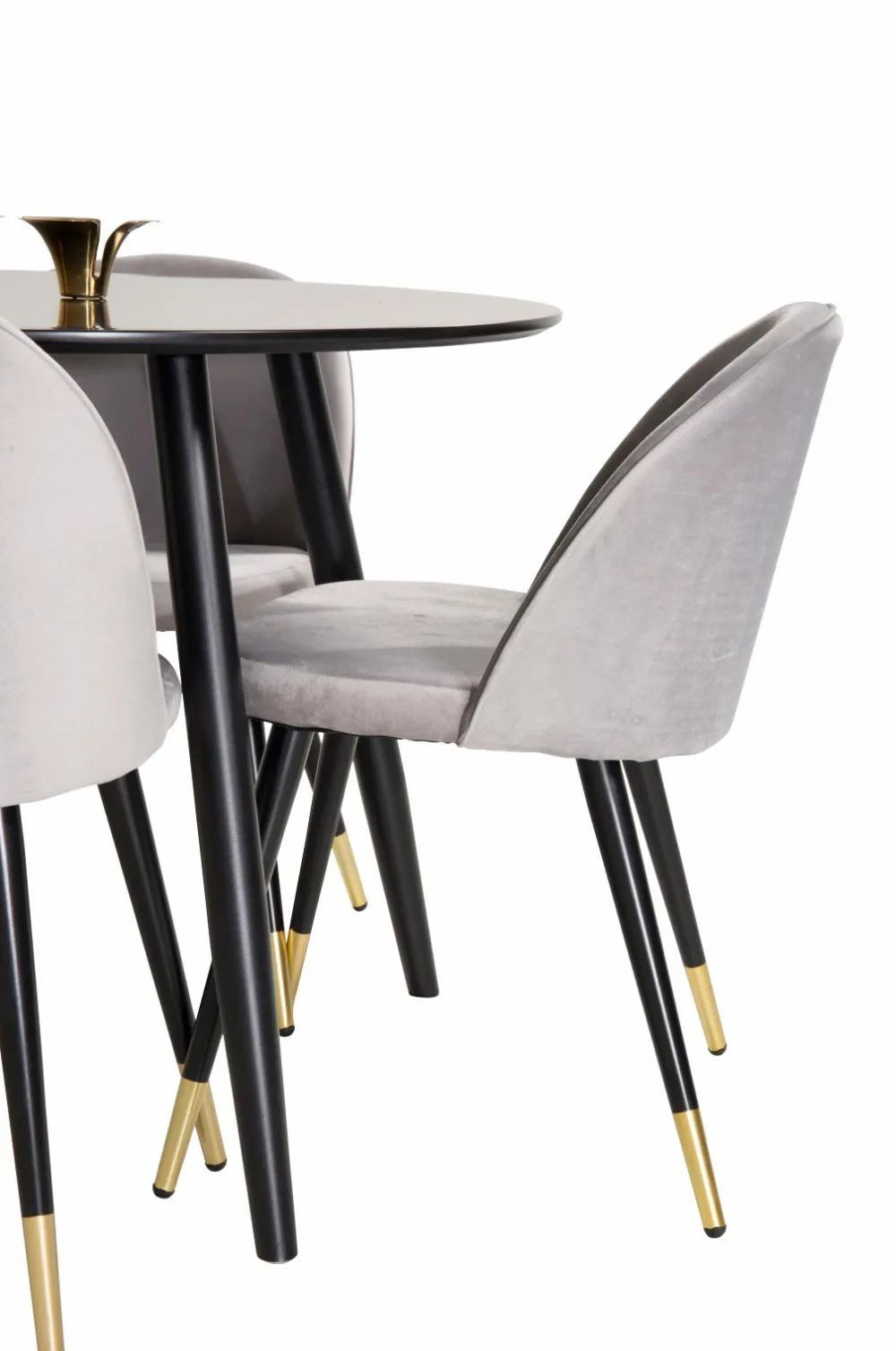 Venture Home Spisegrupper>Spisebordssæt Plaza med 4 stole Velvet Sort